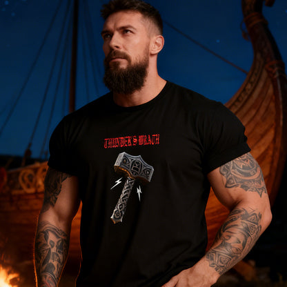 Viking Thor hammer Mjolnir t-shirt for men in black
