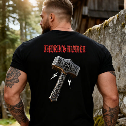 Viking Thor hammer Mjolnir t-shirt for men in black
