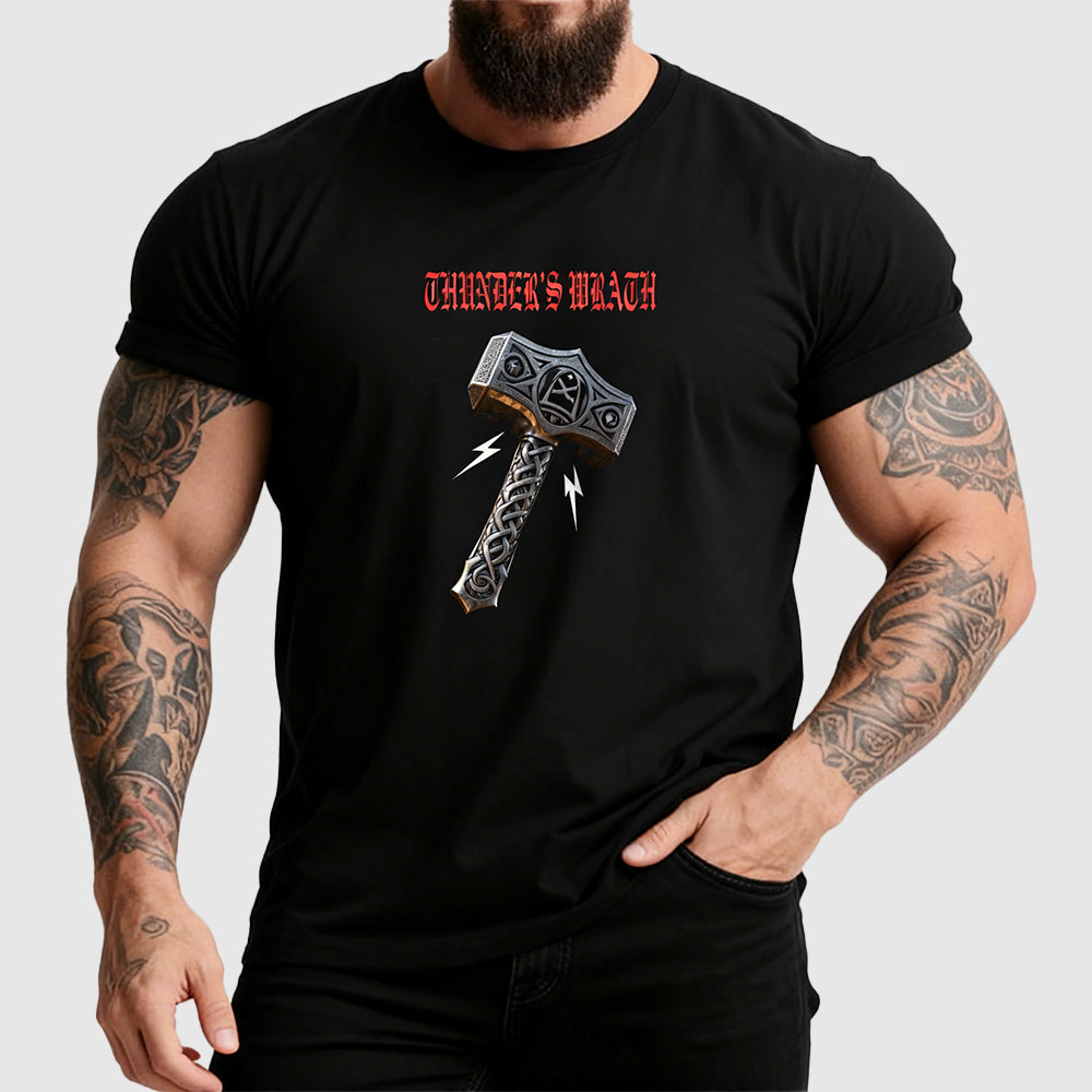 Viking Thor hammer Mjolnir t-shirt for men in black
