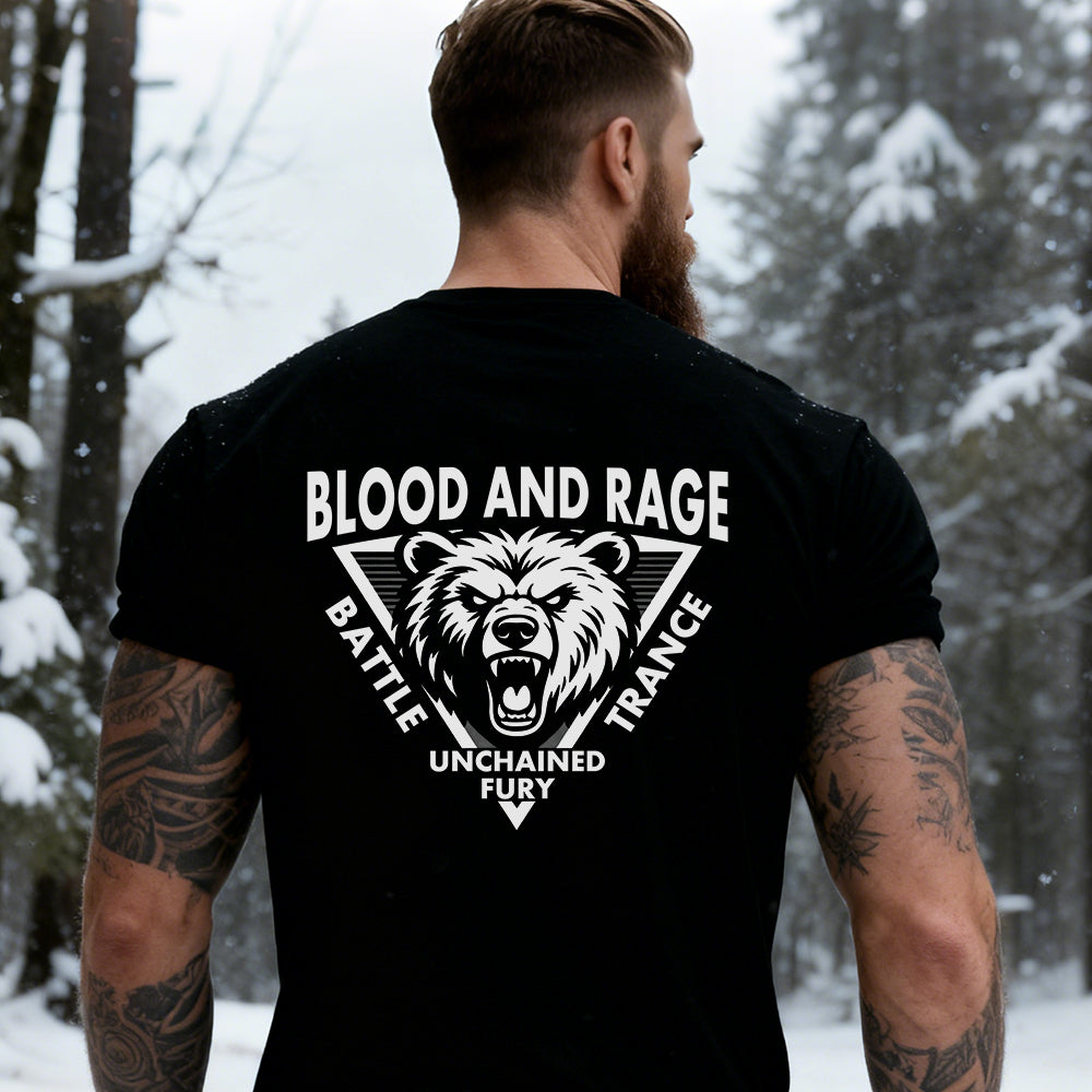 Angry Bear ferocious beast graphic t-shirt for men in black