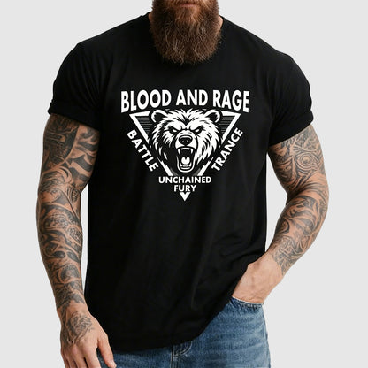 Angry Bear ferocious beast graphic t-shirt for men in black