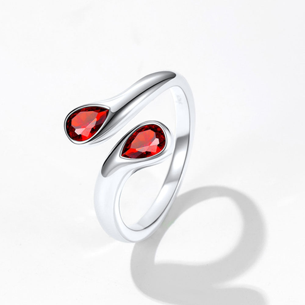 925 Sterling Silver Birthstone Adjustable Ring Toi et Moi Promise Ring for Her FaithHeart Jewelry