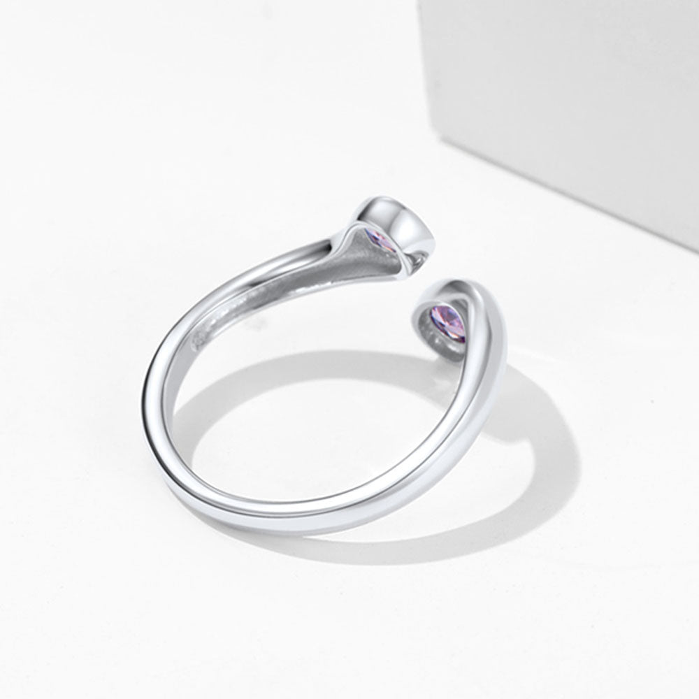 925 Sterling Silver Birthstone Adjustable Ring Toi et Moi Promise Ring for Her FaithHeart Jewelry