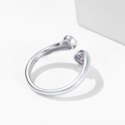 925 Sterling Silver Birthstone Adjustable Ring Toi et Moi Promise Ring for Her FaithHeart Jewelry