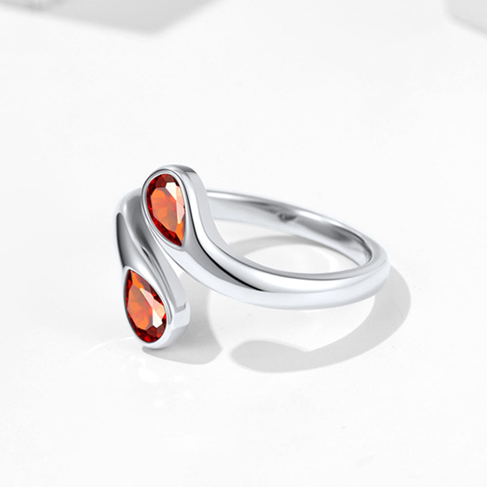 925 Sterling Silver Birthstone Adjustable Ring Toi et Moi Promise Ring for Her FaithHeart Jewelry