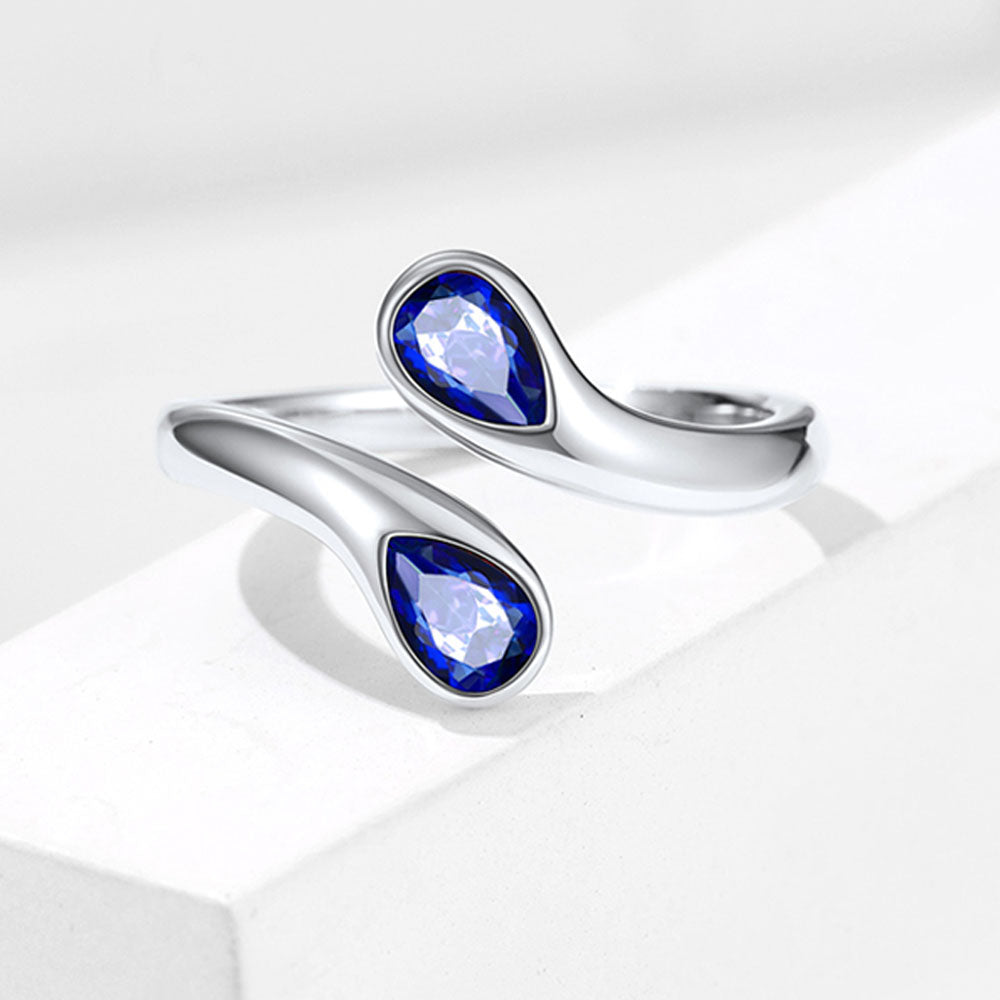 925 Sterling Silver Birthstone Adjustable Ring Toi et Moi Promise Ring for Her FaithHeart Jewelry