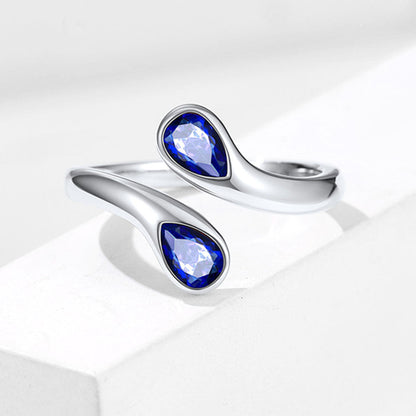 925 Sterling Silver Birthstone Adjustable Ring Toi et Moi Promise Ring for Her FaithHeart Jewelry