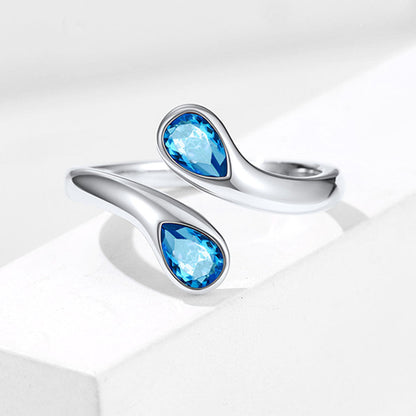 925 Sterling Silver Birthstone Adjustable Ring Toi et Moi Promise Ring for Her FaithHeart Jewelry
