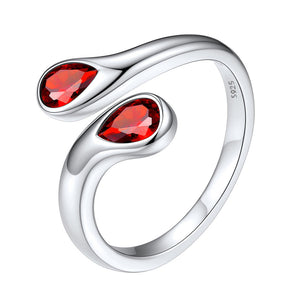 925 Sterling Silver Birthstone Adjustable Ring Toi et Moi Promise Ring for Her  