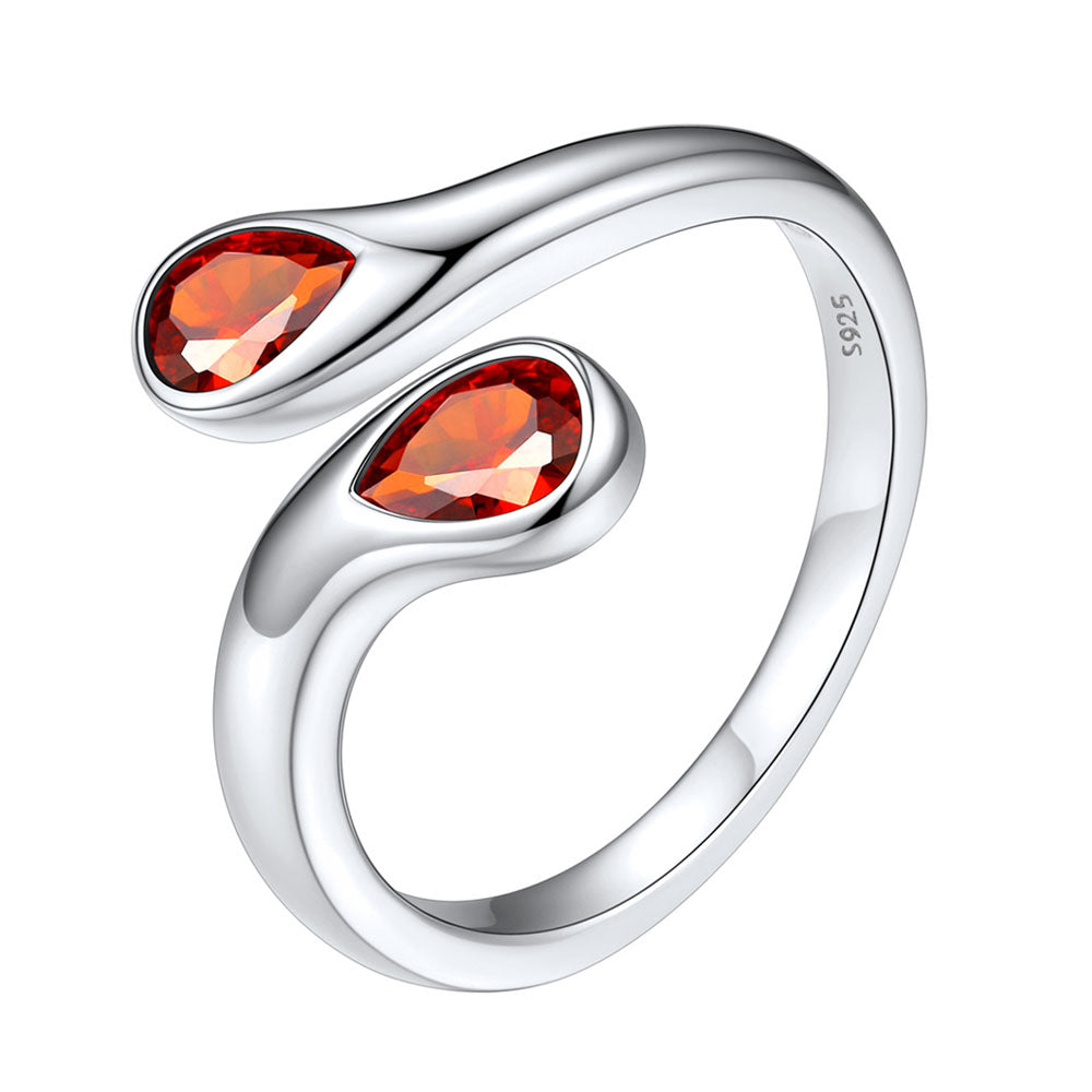 July Ruby Teardrop Toi et Moi Ring