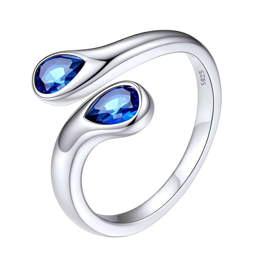 September Sapphire Adjustable Silver Rin