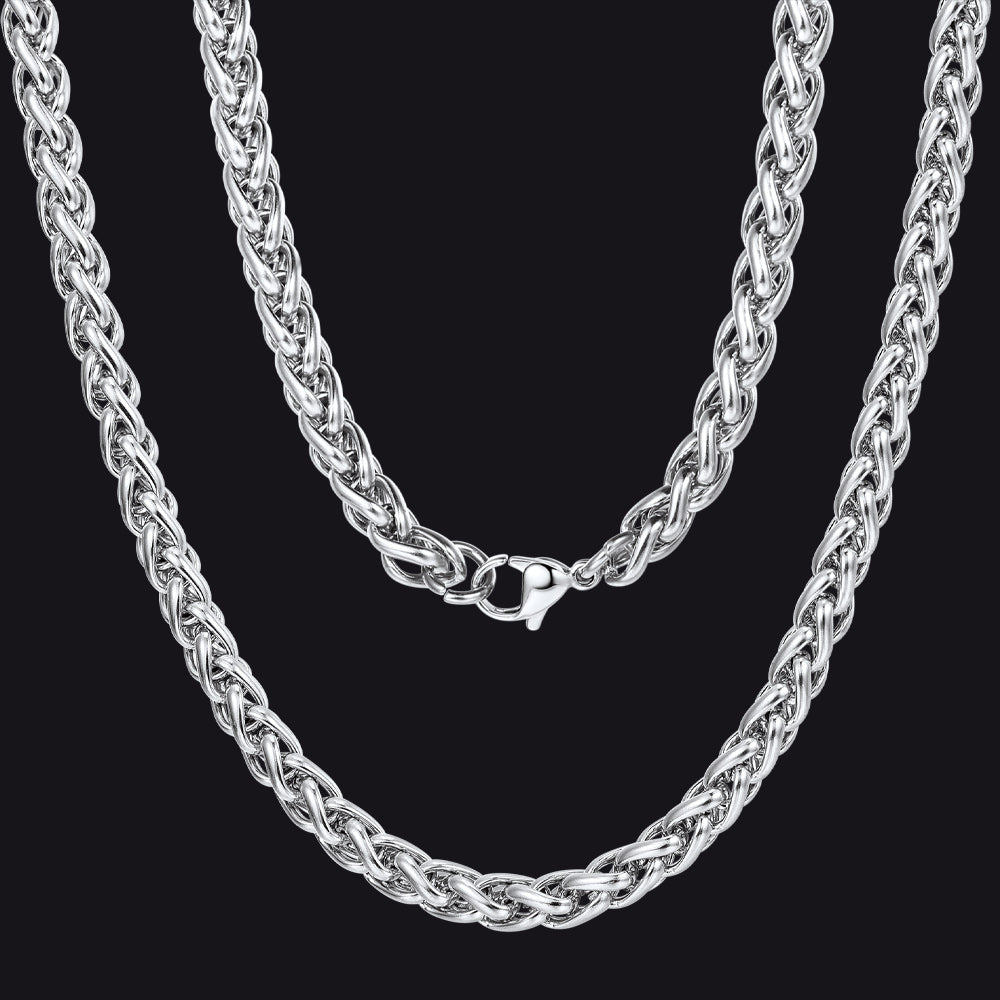 Spiga Wheat Chain Stainless Steel Link Necklace