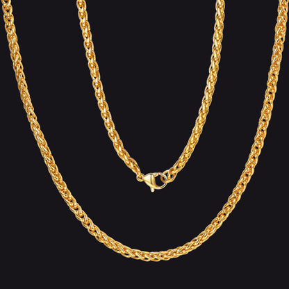 Thin Spiga Wheat Chain Necklace for Men Women, 18''-30''