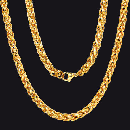 Thin Spiga Wheat Chain Necklace for Men Women, 18''-30''