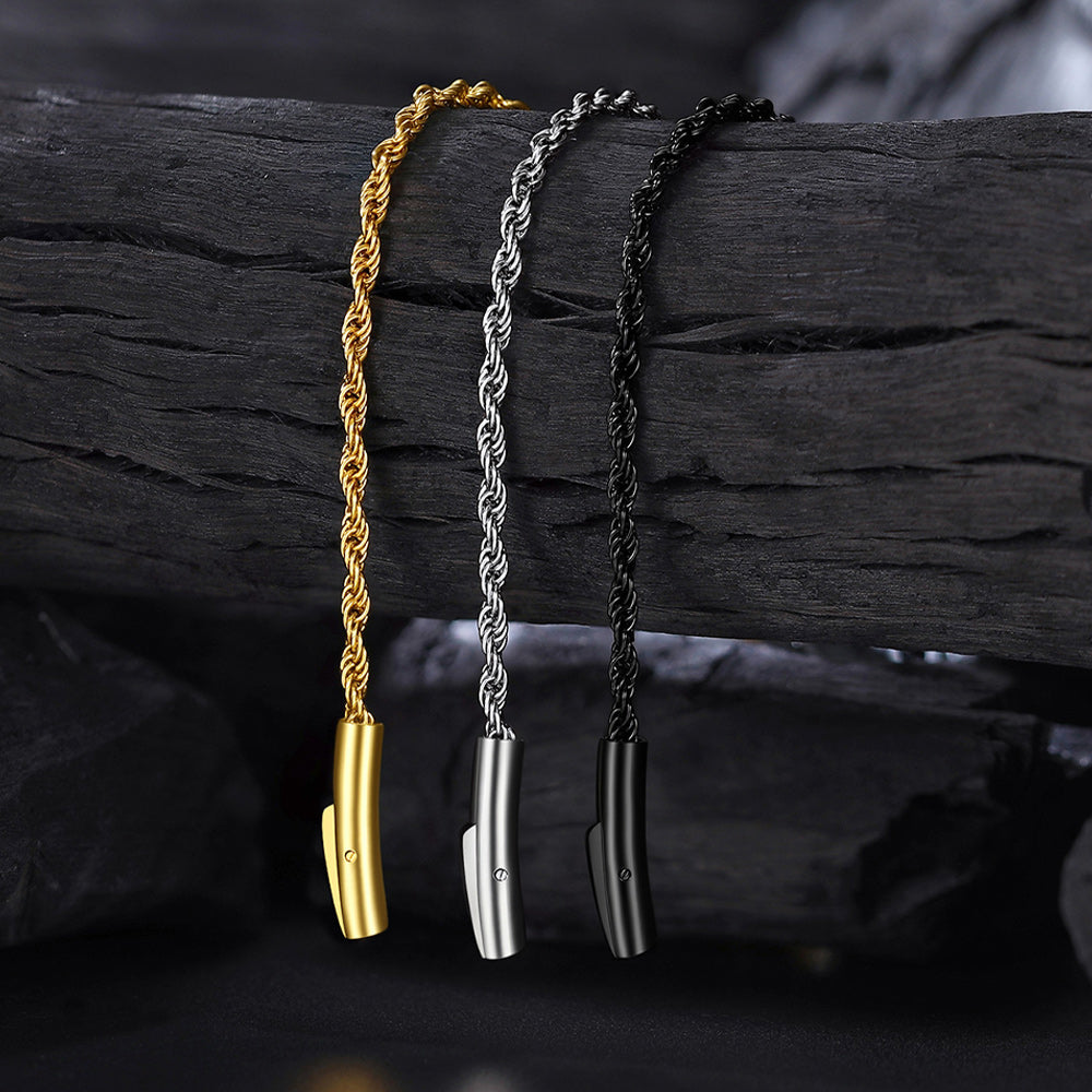 Thin Rope Chain Necklace for Men, 1.5 / 2 / 2.5 / 3MM Width