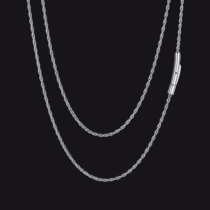 Thin Rope Chain Necklace for Men, 1.5 / 2 / 2.5 / 3MM Width