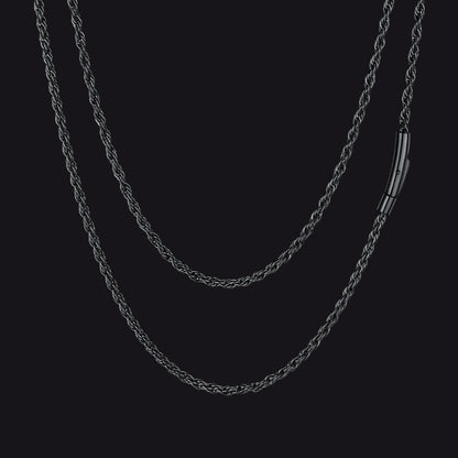 Thin Rope Chain Necklace for Men, 1.5 / 2 / 2.5 / 3MM Width