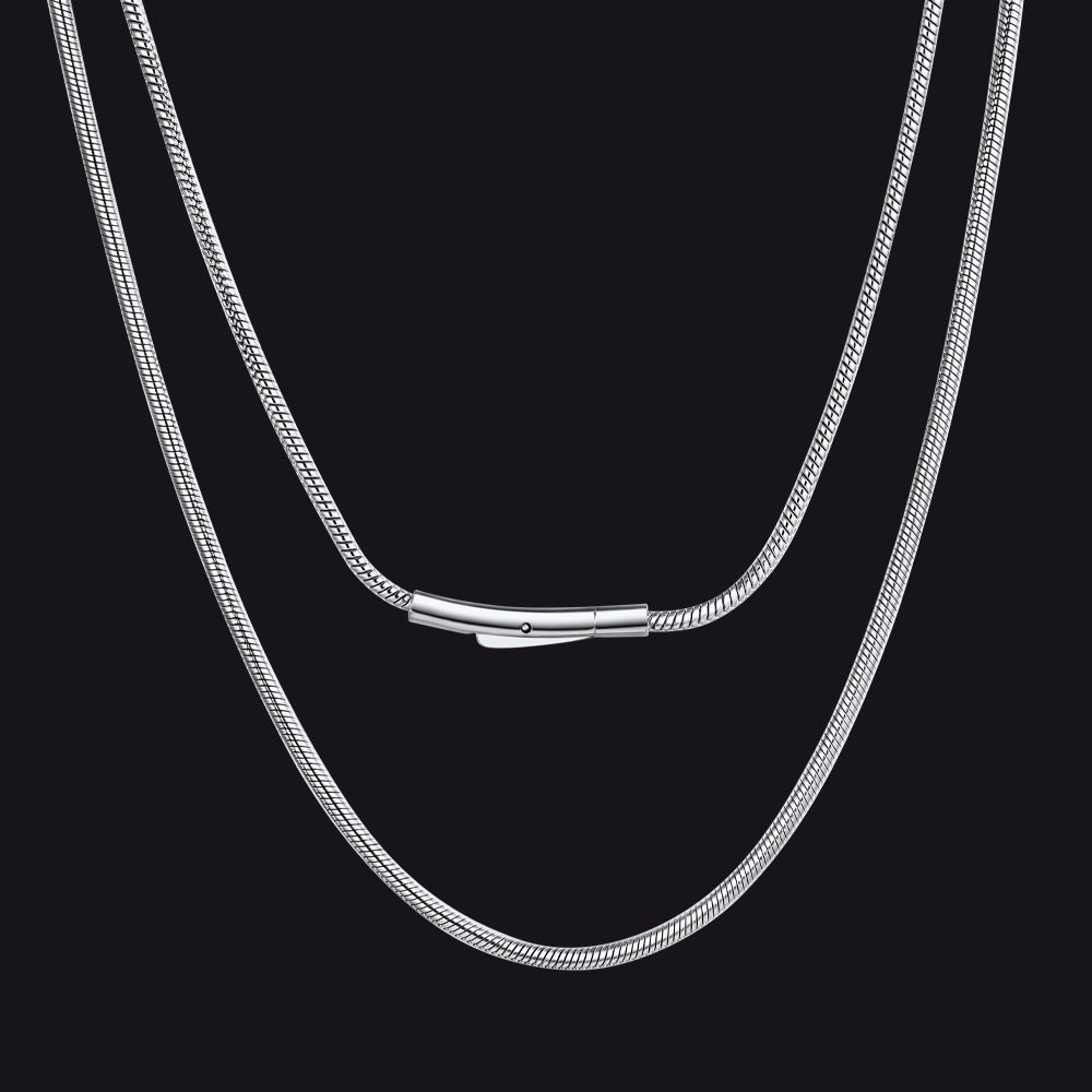 Silver / 1.5 mm / 30 inch 2mm Thin Snake Chain Stainless Steel Necklace for Men