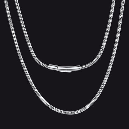 Silver / 2.5 mm / 30 inch 2mm Thin Snake Chain Stainless Steel Necklace for Men