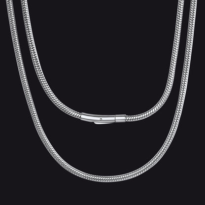 Silver / 3 mm / 30 inch 2mm Thin Snake Chain Stainless Steel Necklace for Men