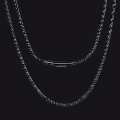 Black / 2.5 mm / 30 inch 2mm Thin Snake Chain Stainless Steel Necklace for Men