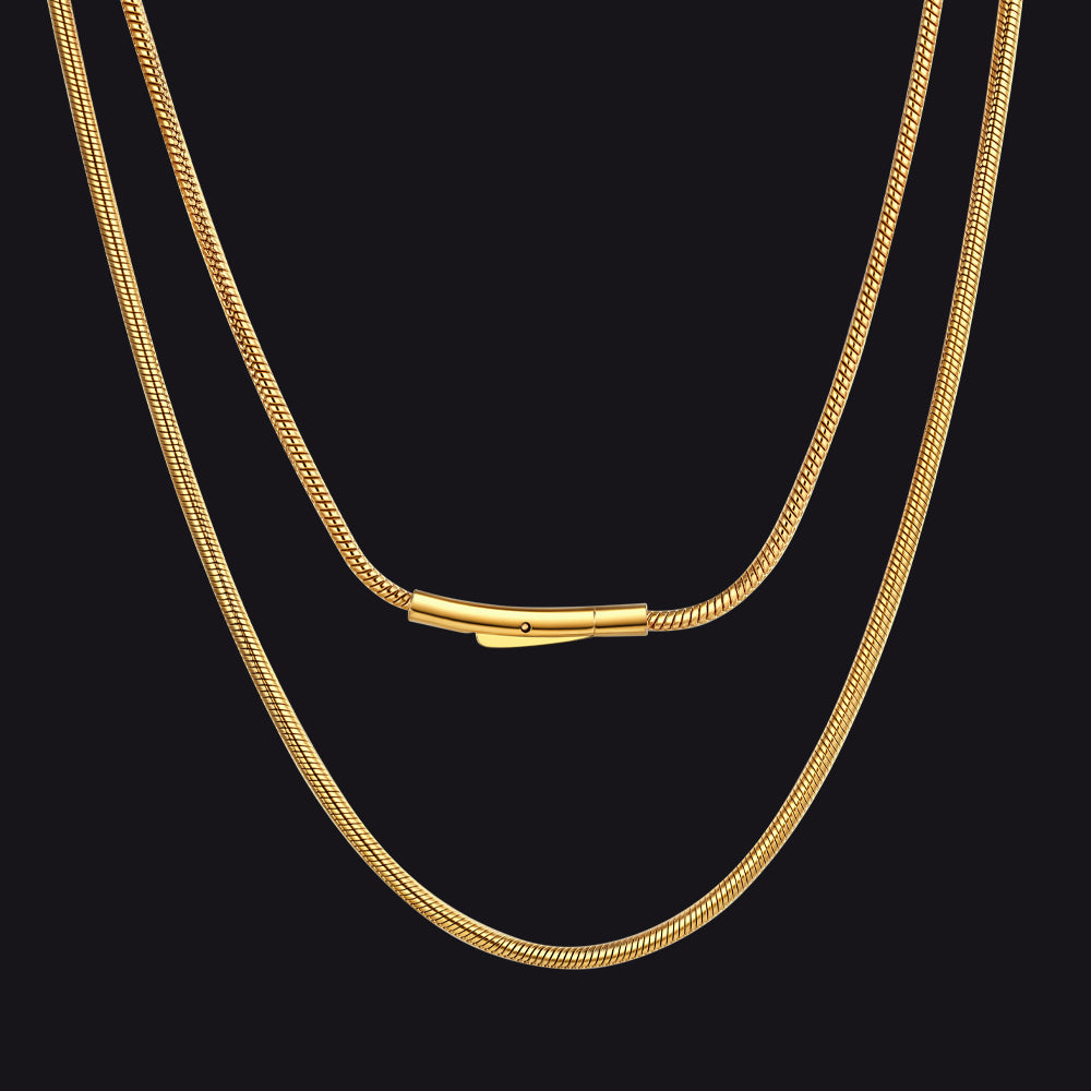 14k Gold / 1.5 mm / 30 inch 2mm Thin Snake Chain Stainless Steel Necklace for Men