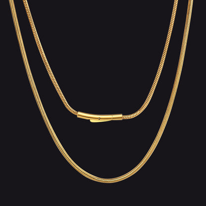 14k Gold / 1.5 mm / 30 inch 2mm Thin Snake Chain Stainless Steel Necklace for Men