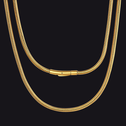 14k Gold / 3 mm / 30 inch 2mm Thin Snake Chain Stainless Steel Necklace for Men