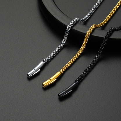 Thin Wheat Chain Necklace for Men, 2.5/3MM Width
