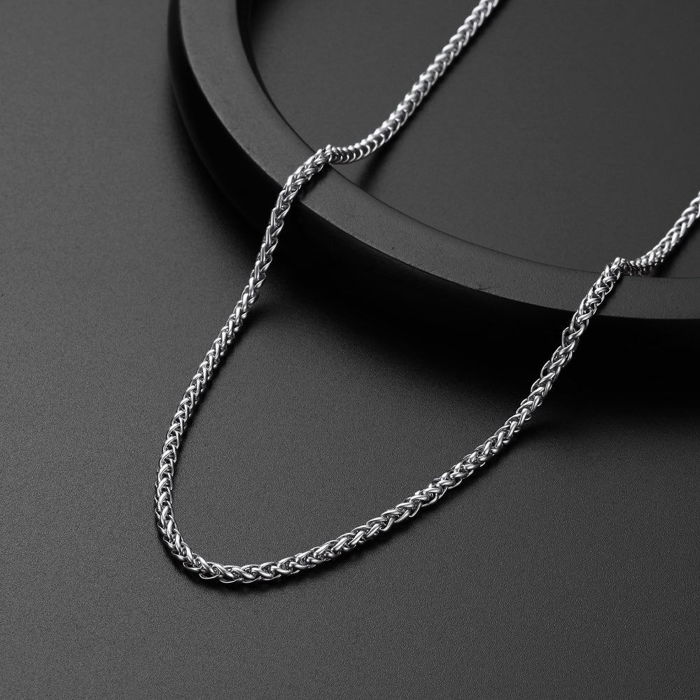 Thin Wheat Chain Necklace for Men, 2.5/3MM Width