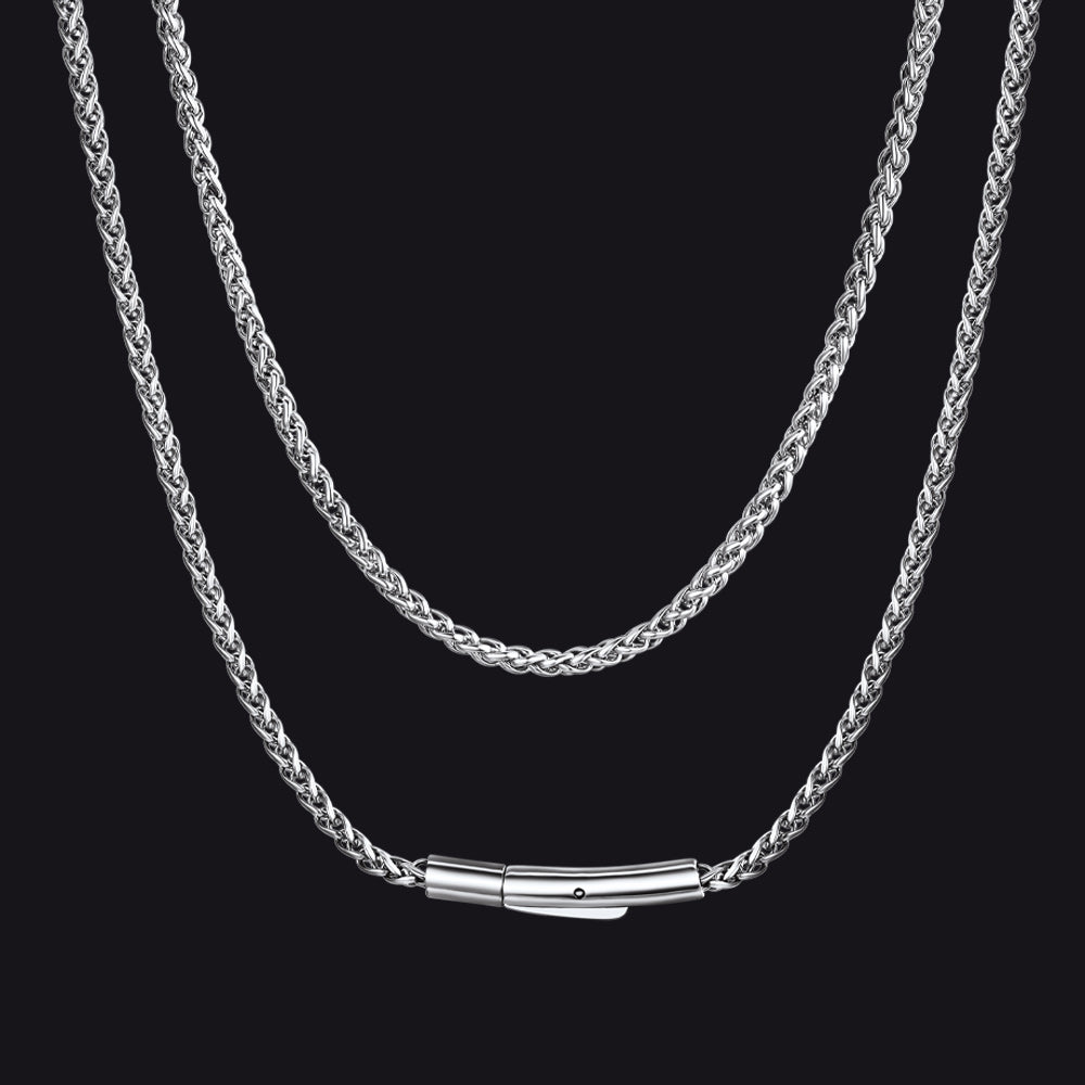 Thin Wheat Chain Necklace for Men, 2.5/3MM Width