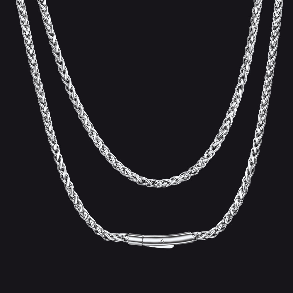 Thin Wheat Chain Necklace for Men, 2.5/3MM Width