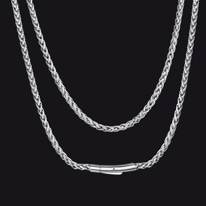 Thin Wheat Chain Necklace for Men, 2.5/3MM Width