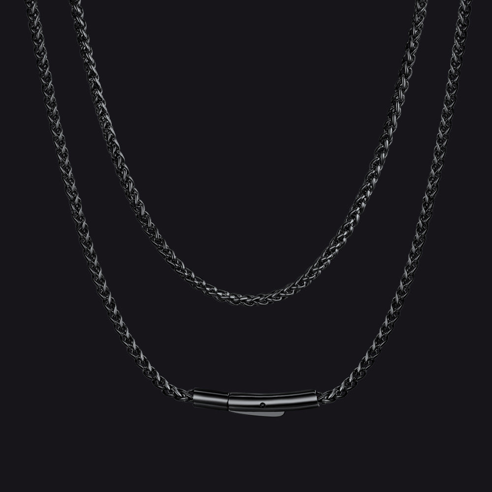 Thin Wheat Chain Necklace for Men, 2.5/3MM Width