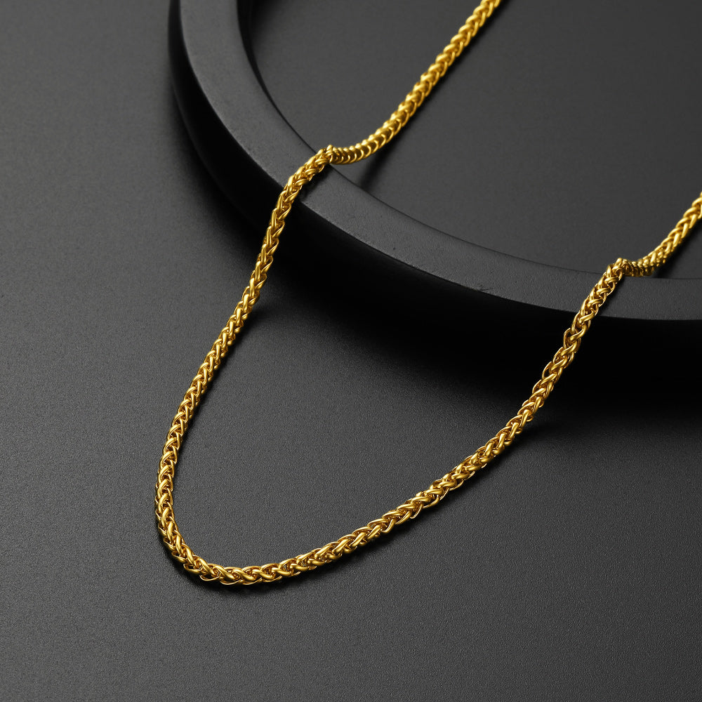Thin Wheat Chain Necklace for Men, 2.5/3MM Width