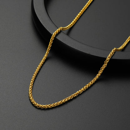 Thin Wheat Chain Necklace for Men, 2.5/3MM Width