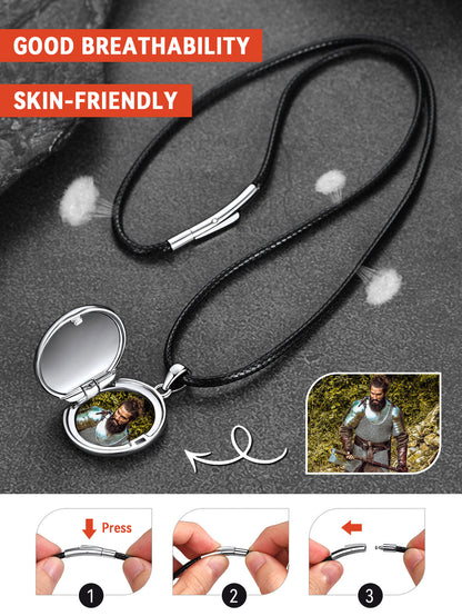 Viking Thor's Hammer Personalised Photo Locket Necklace for Men