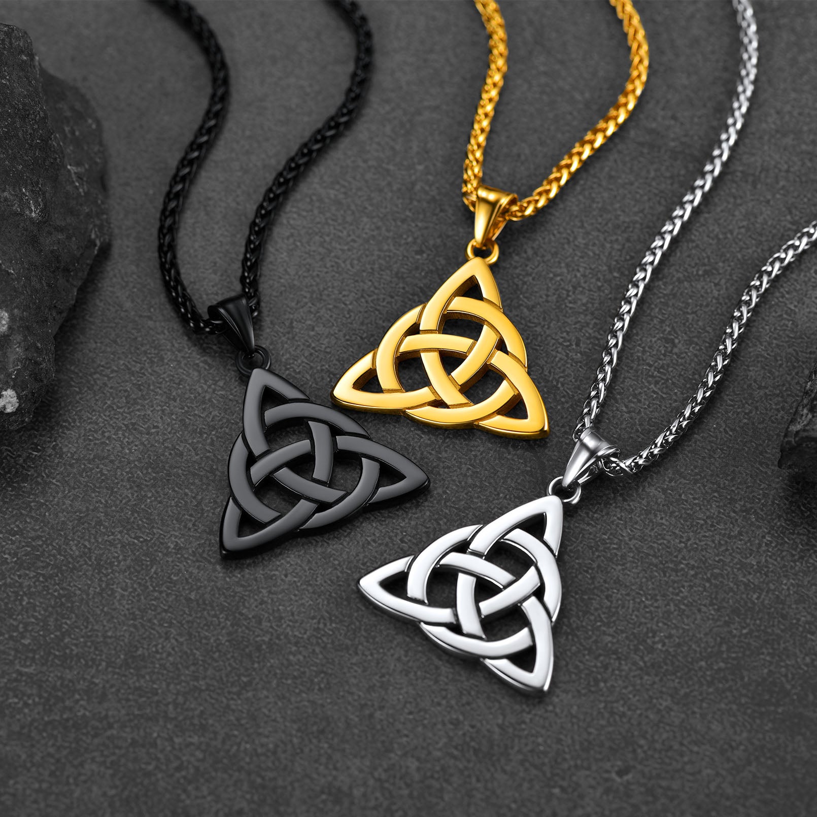 Irish Celtic Trinity Knot Stainless Steel Necklace for Men