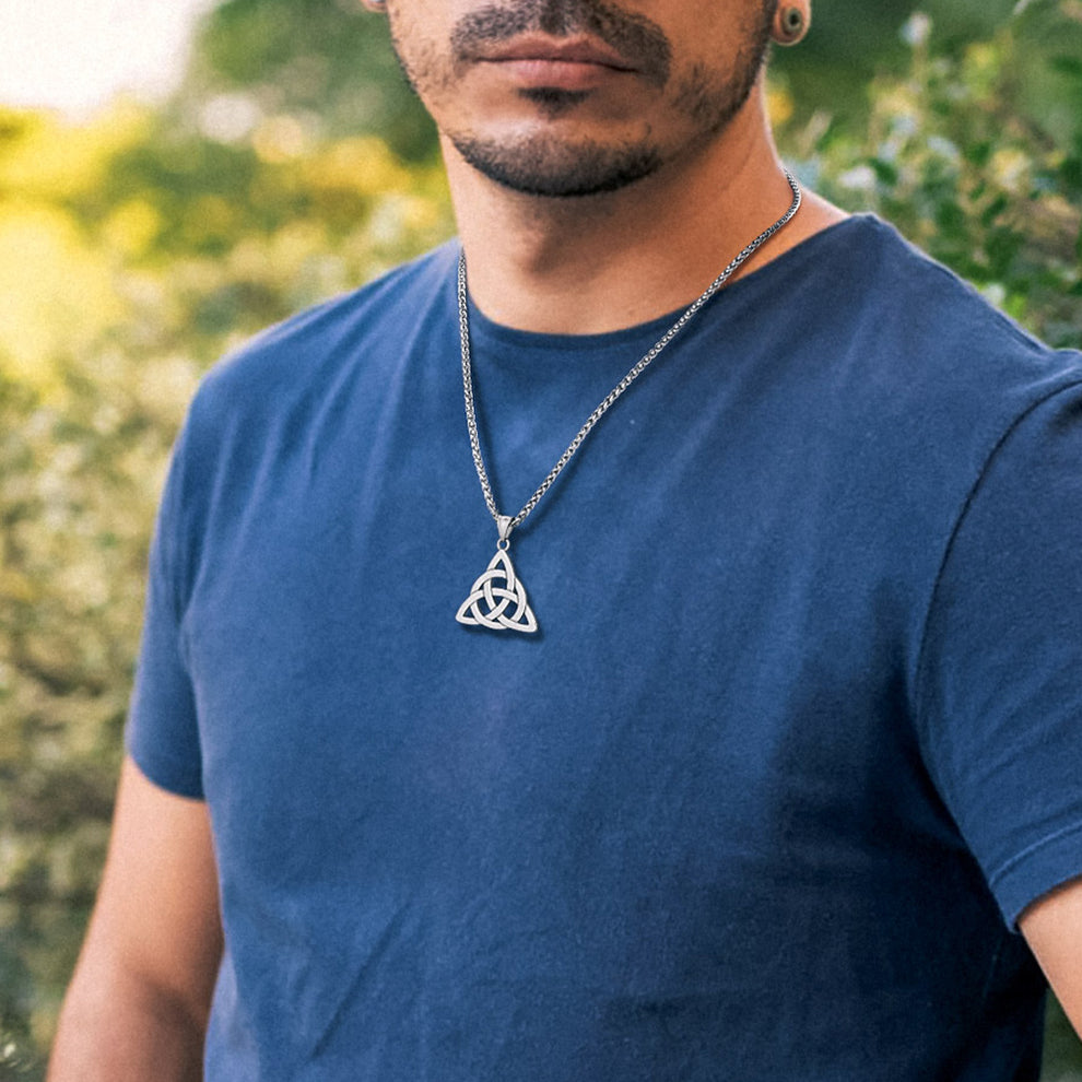 Irish Celtic Trinity Knot Stainless Steel Necklace for Men FaithHeart