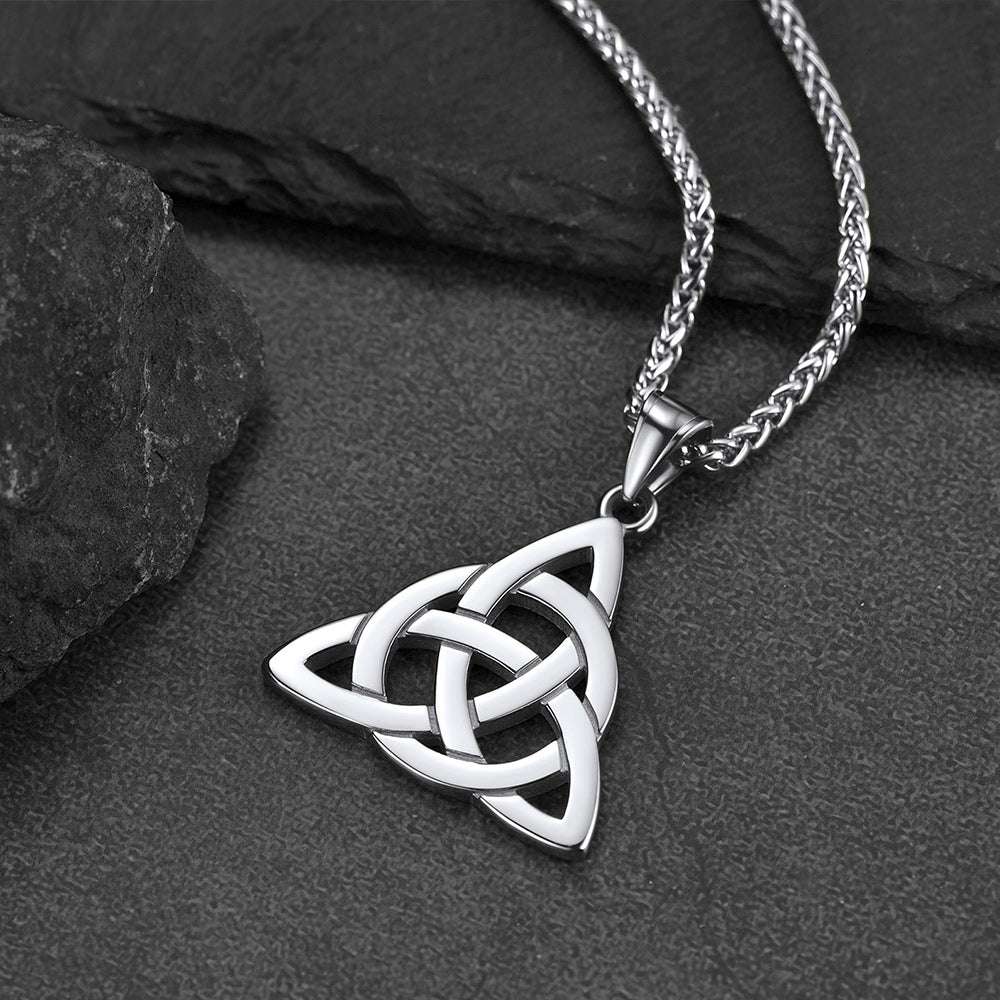 Irish Celtic Trinity Knot Stainless Steel Necklace for Men