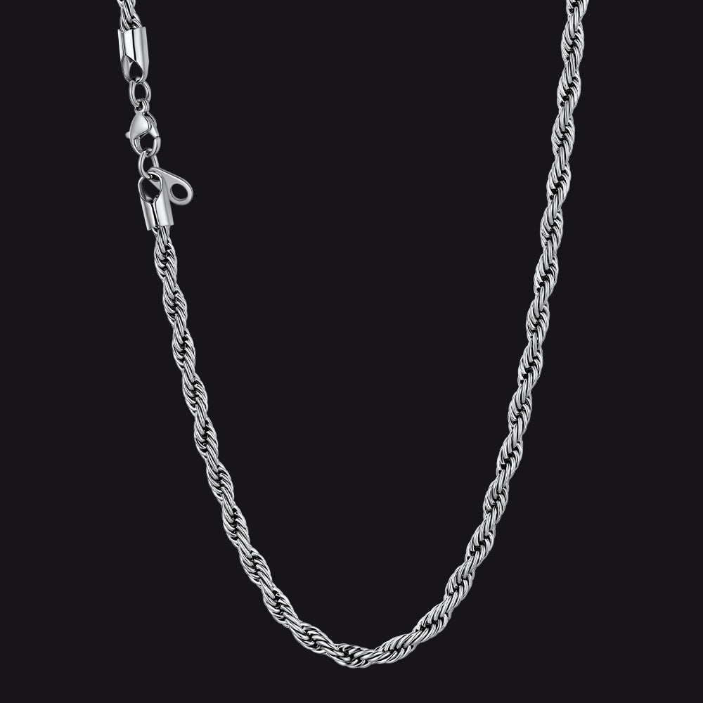 Stainless Steel Twisted-Rope-Chain-necklace