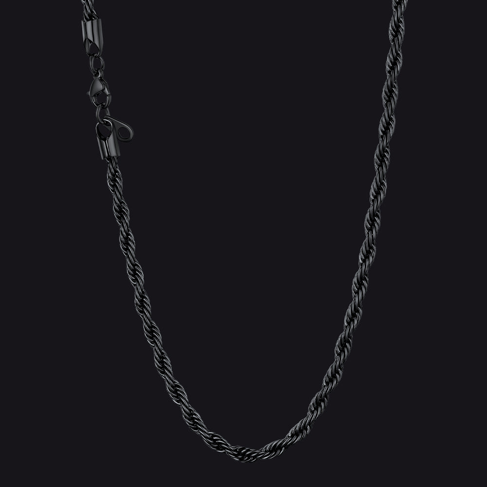 3MM Figaro Twisted Rope Chain Link Necklace for Men