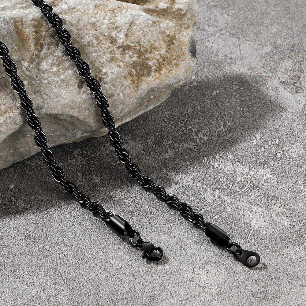 3MM Figaro Twisted Rope Chain Link Necklace for Men