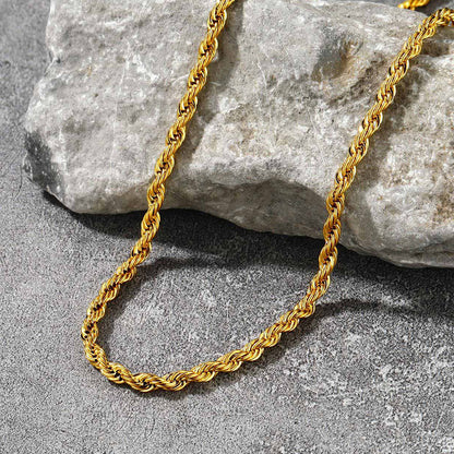 3MM Figaro Twisted Rope Chain Link Necklace for Men