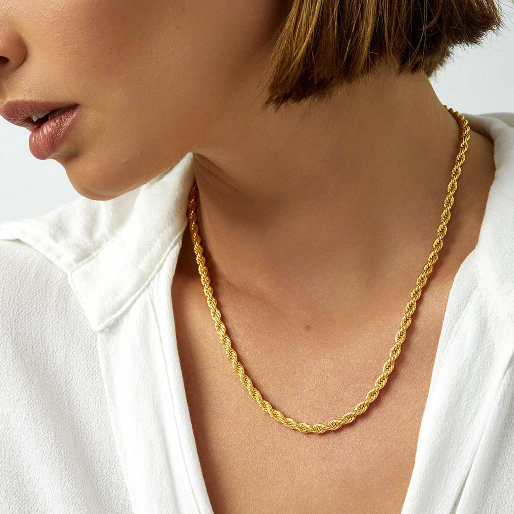 Twisted Rope Chain Link Necklace