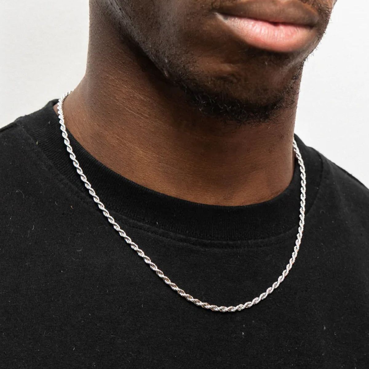 Twisted Rope Link Chain Necklace, 3/6MM Chain for Men