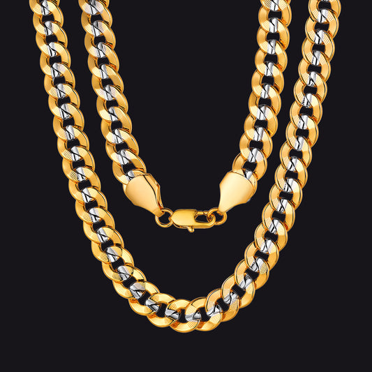 10mm Two-Tone Cuban Link Necklace for Men Womenimg