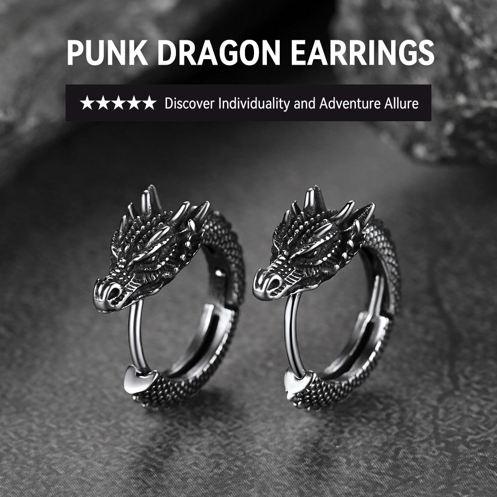 FaithHeart Men's Dragon Hoop Earrings Stainless Steel FaithHeart