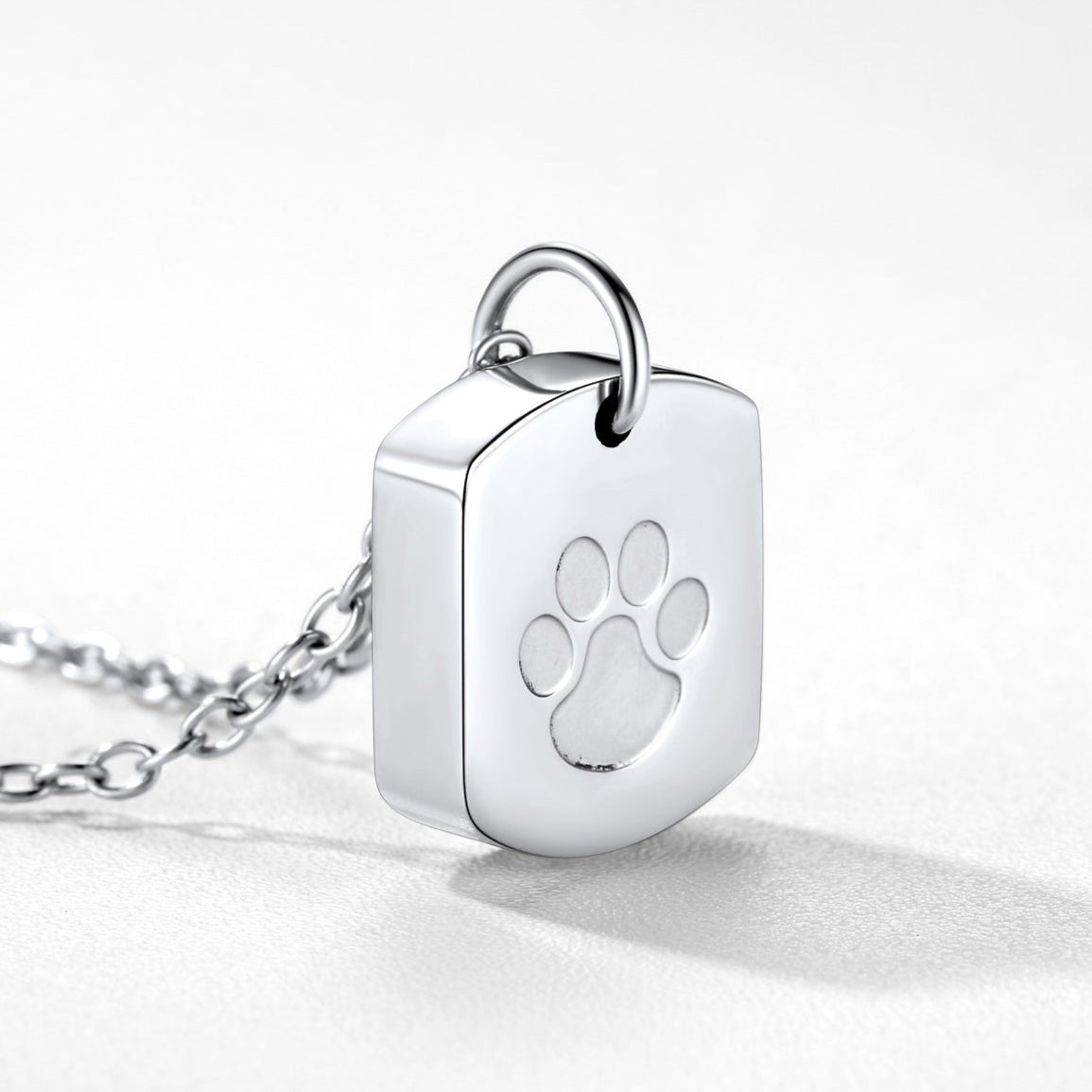 Silver Puppy Paw Print Urn Necklace, Memorial Jewelry