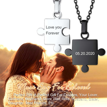 Custom Puzzle Matching Necklaces for Couple Best Friend 2Pcs